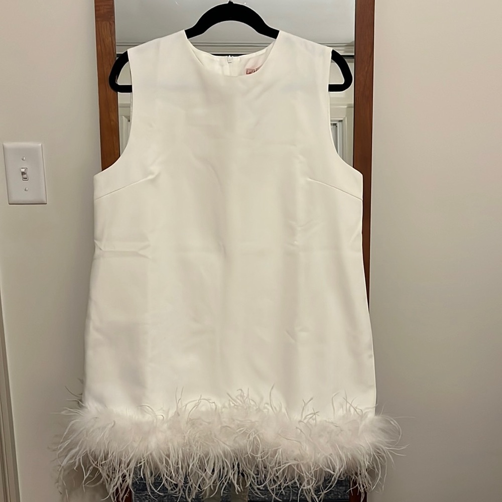 White Feather Mini Dress